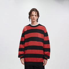 BONELESS Ripped Contrasted Stripes Sweater