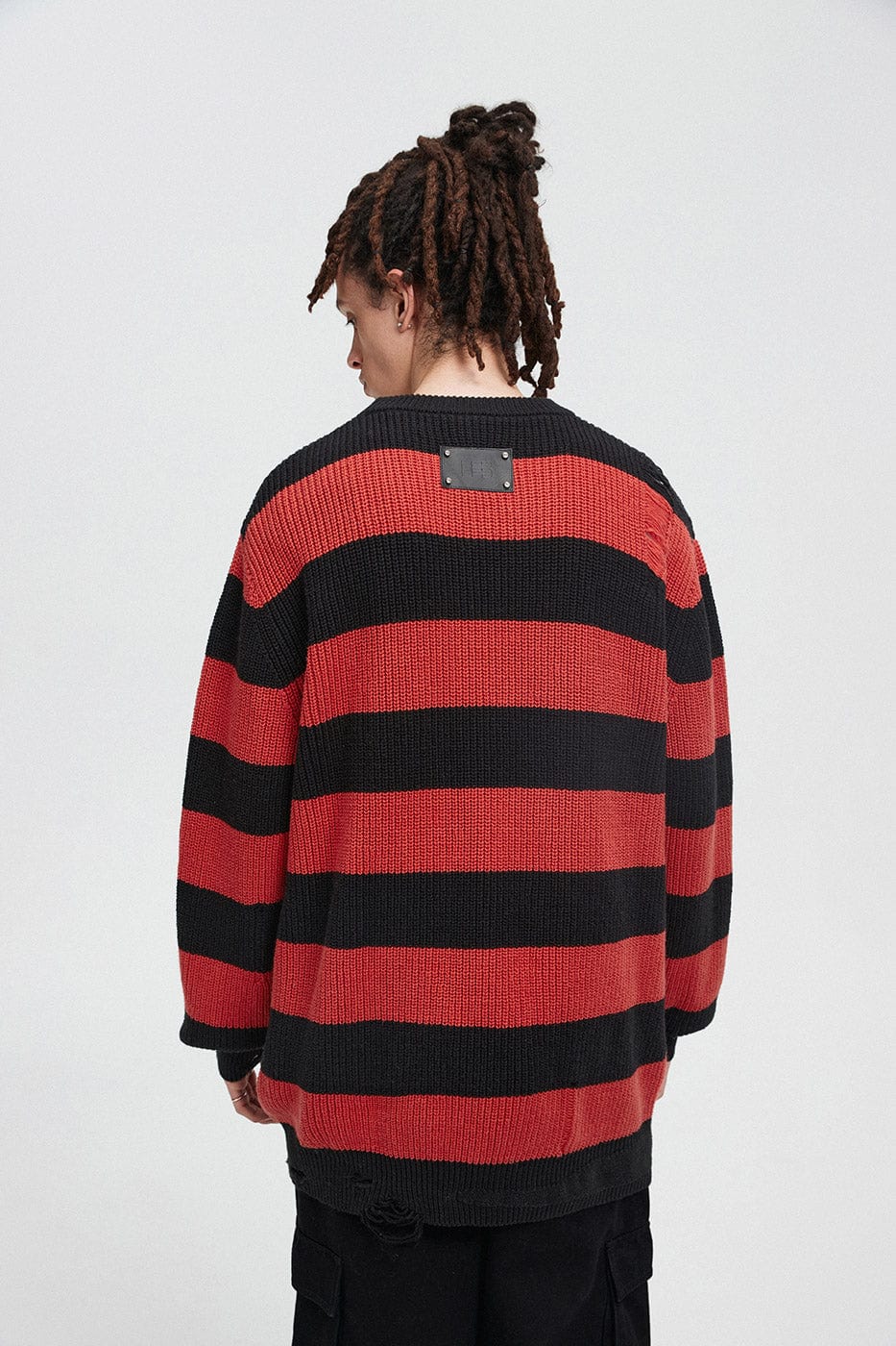 BONELESS Ripped Contrasted Stripes Sweater