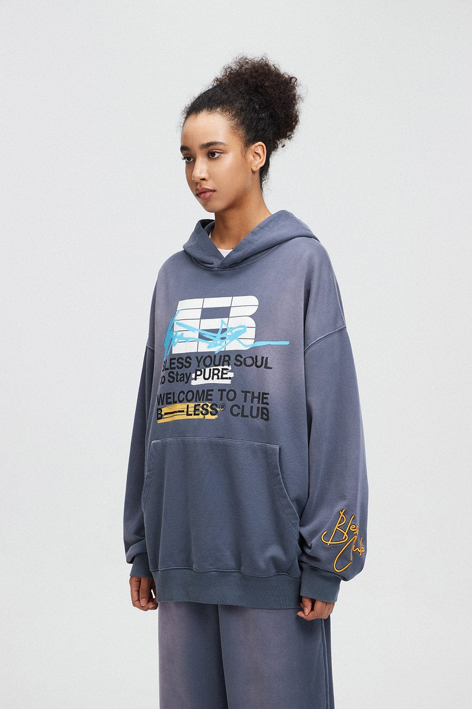 BONELESS Slogan Logo Washed Hoodie