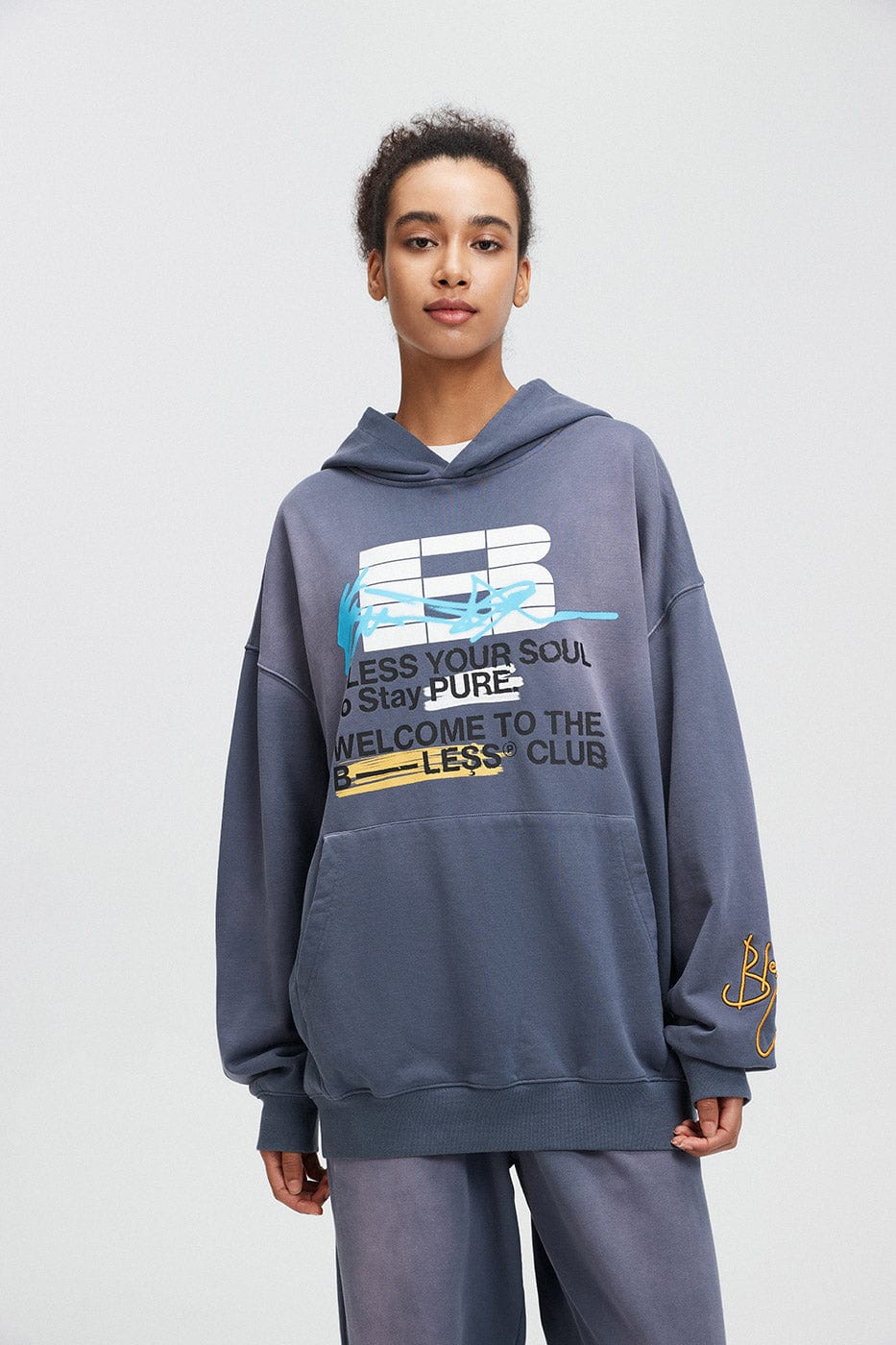 BONELESS Slogan Logo Washed Hoodie