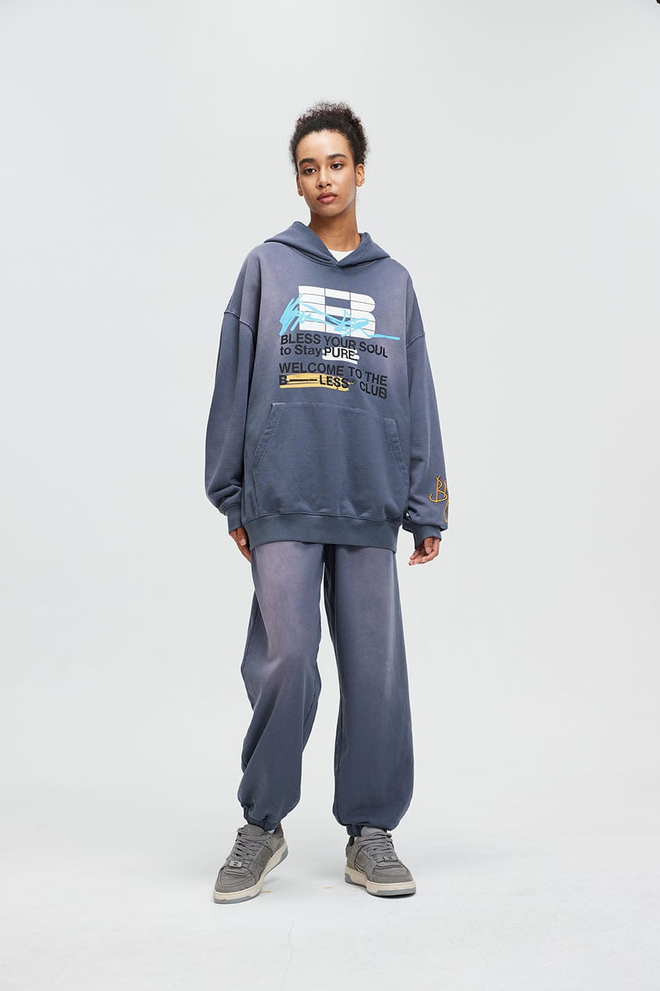 BONELESS Slogan Logo Washed Hoodie