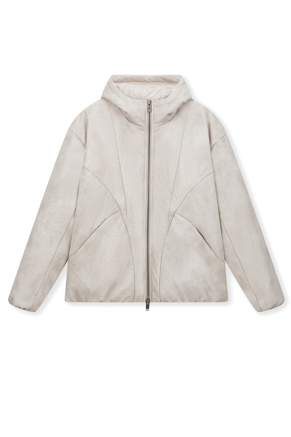 BONELESS Spliced Faux Leather Cotton Padded Jacket