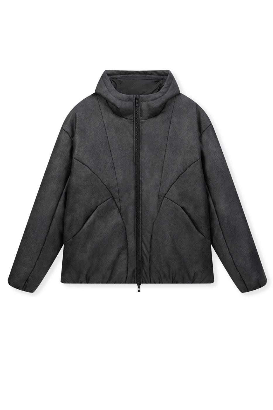 BONELESS Spliced Faux Leather Cotton Padded Jacket