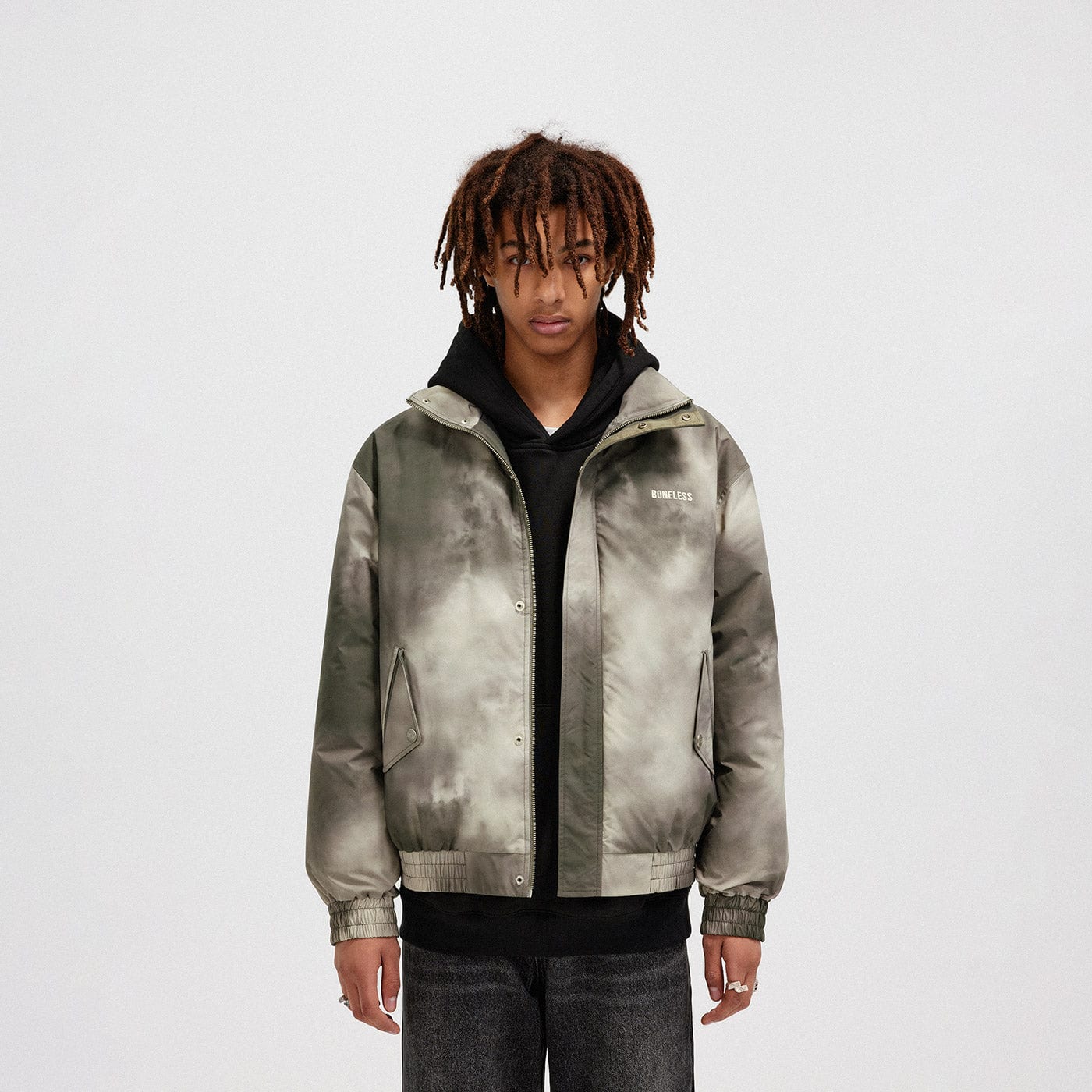 BONELESS Smoke Tie-Dye Puffer Jacket