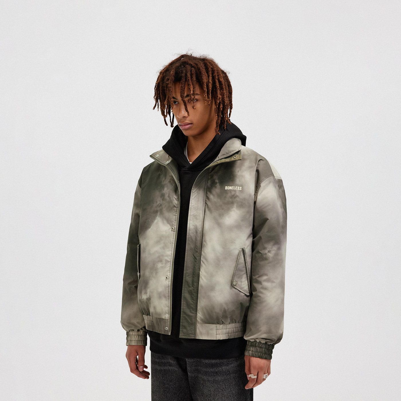 BONELESS Smoke Tie-Dye Puffer Jacket