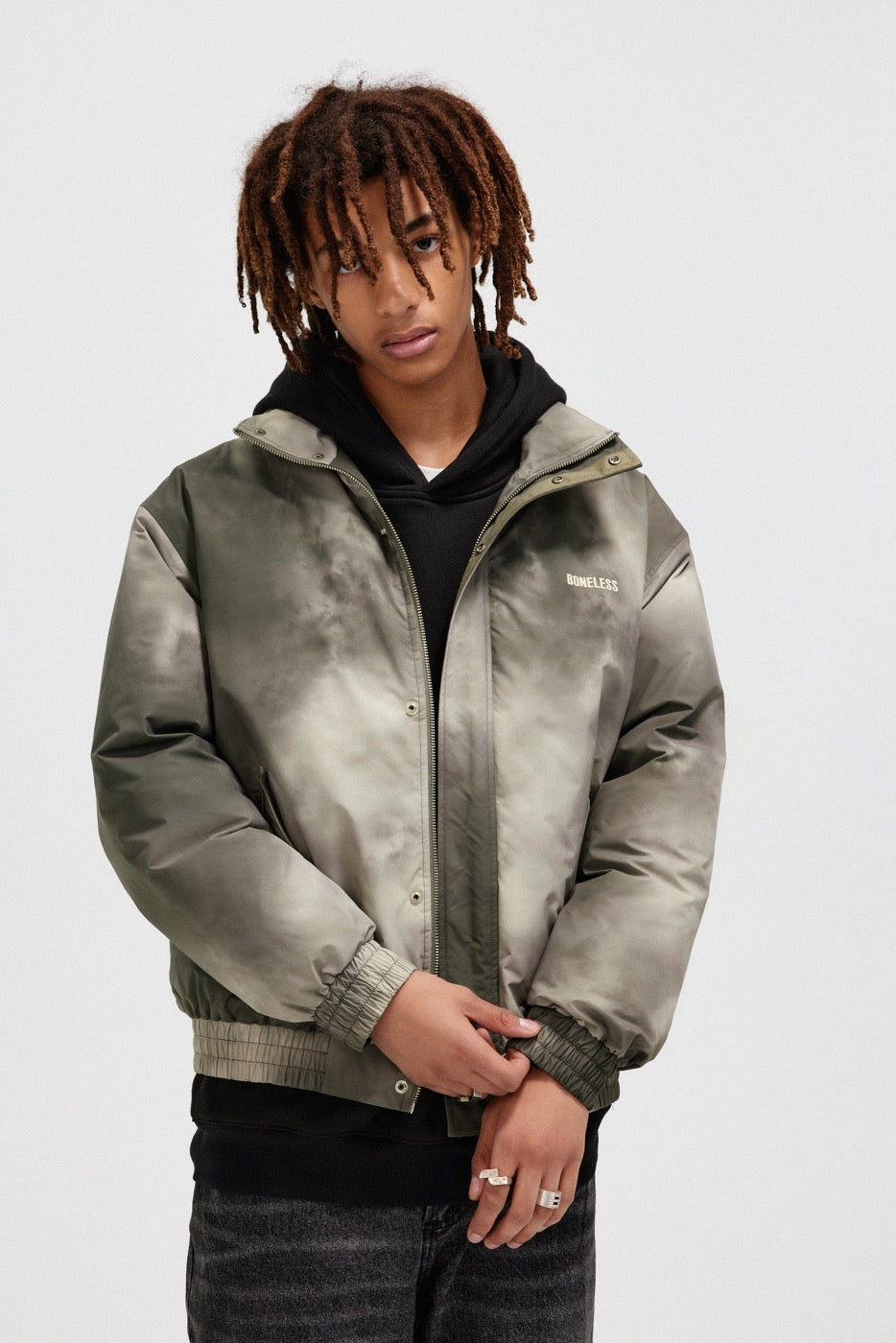 BONELESS Smoke Tie-Dye Puffer Jacket