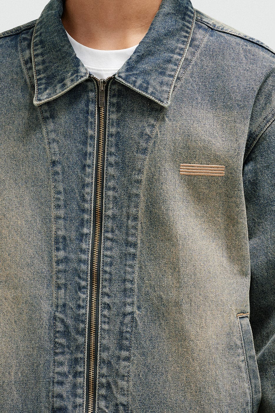 BONELESS Washed Spliced Denim Jacket