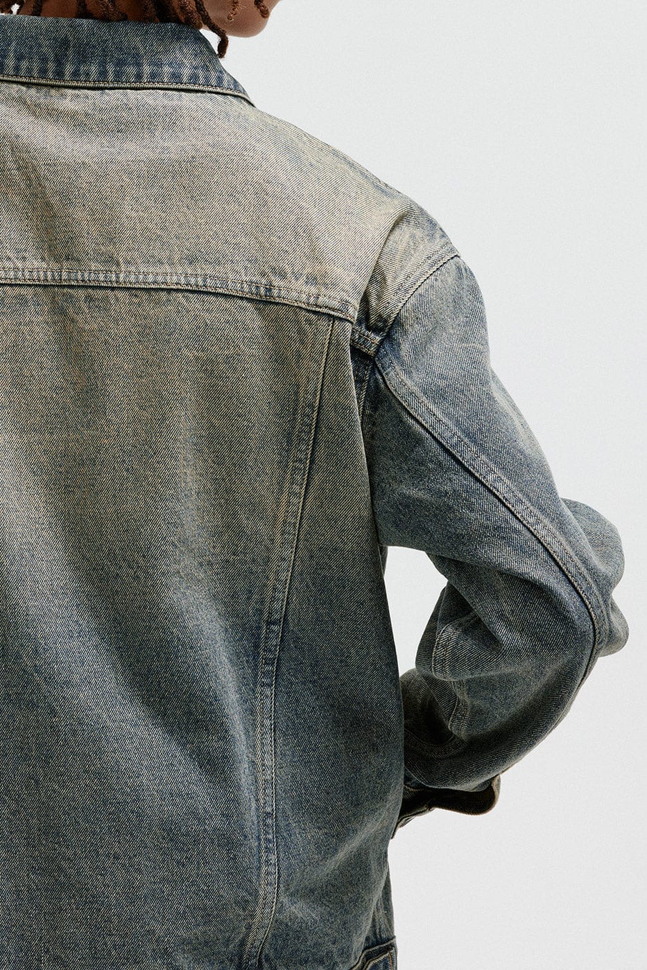 BONELESS Washed Spliced Denim Jacket