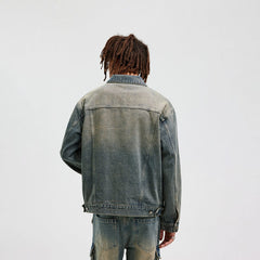 BONELESS Washed Spliced Denim Jacket