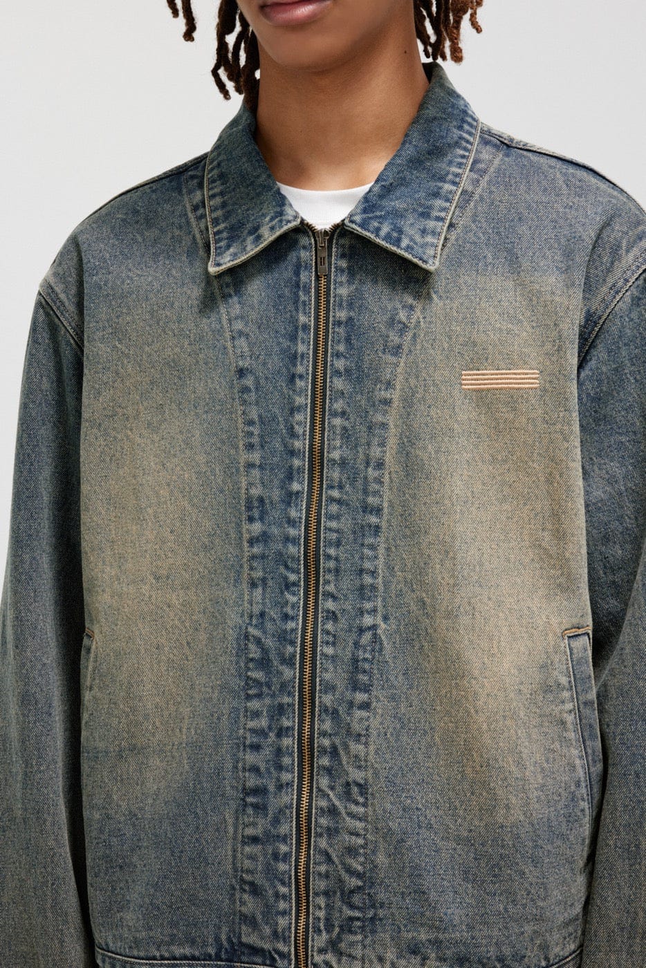 BONELESS Washed Spliced Denim Jacket