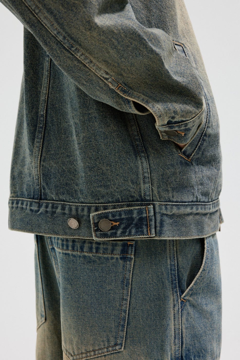 BONELESS Washed Spliced Denim Jacket