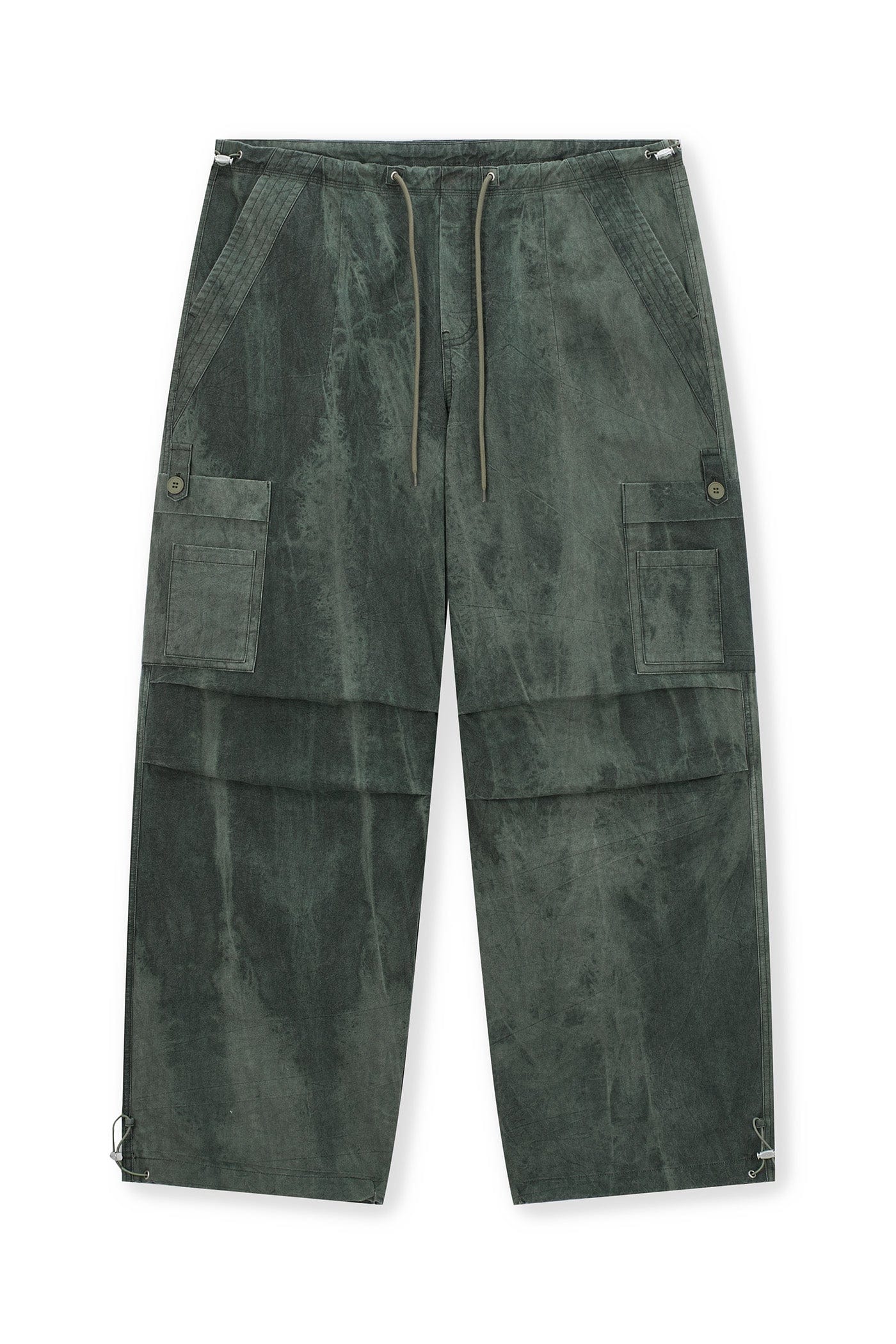 BONELESS Washed Multi-Pocket Crinkled Cargo Pants