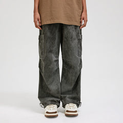 BONELESS Washed Multi-Pocket Crinkled Cargo Pants