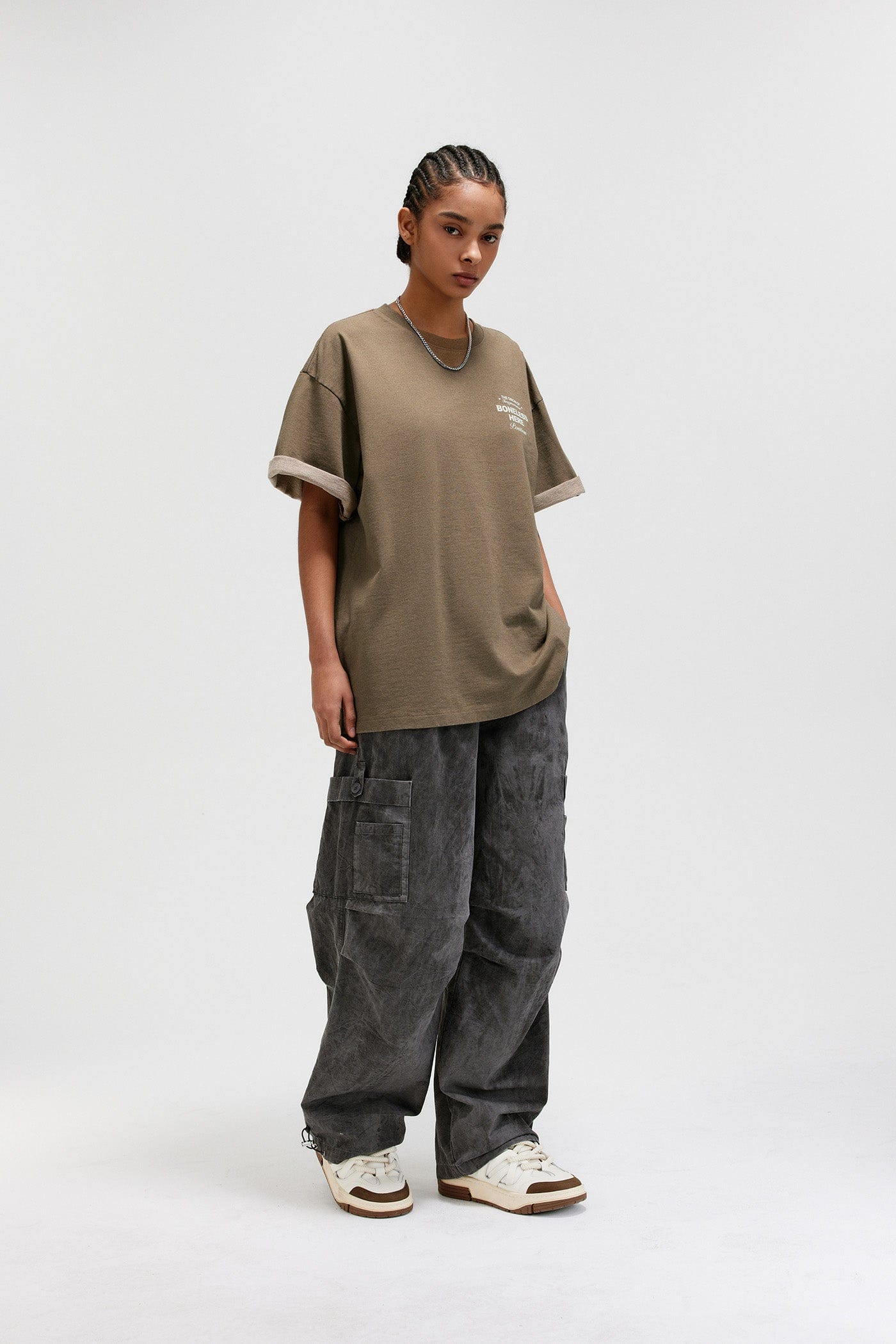BONELESS Washed Multi-Pocket Crinkled Cargo Pants