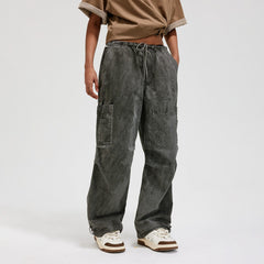BONELESS Washed Multi-Pocket Crinkled Cargo Pants