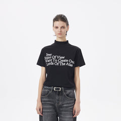 ARTIFICIAL WORLD Slogan Mock Neck T-Shirt