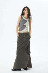 ERROR CODE ROBOT Asymmetrical Contrast Layered Tank Top
