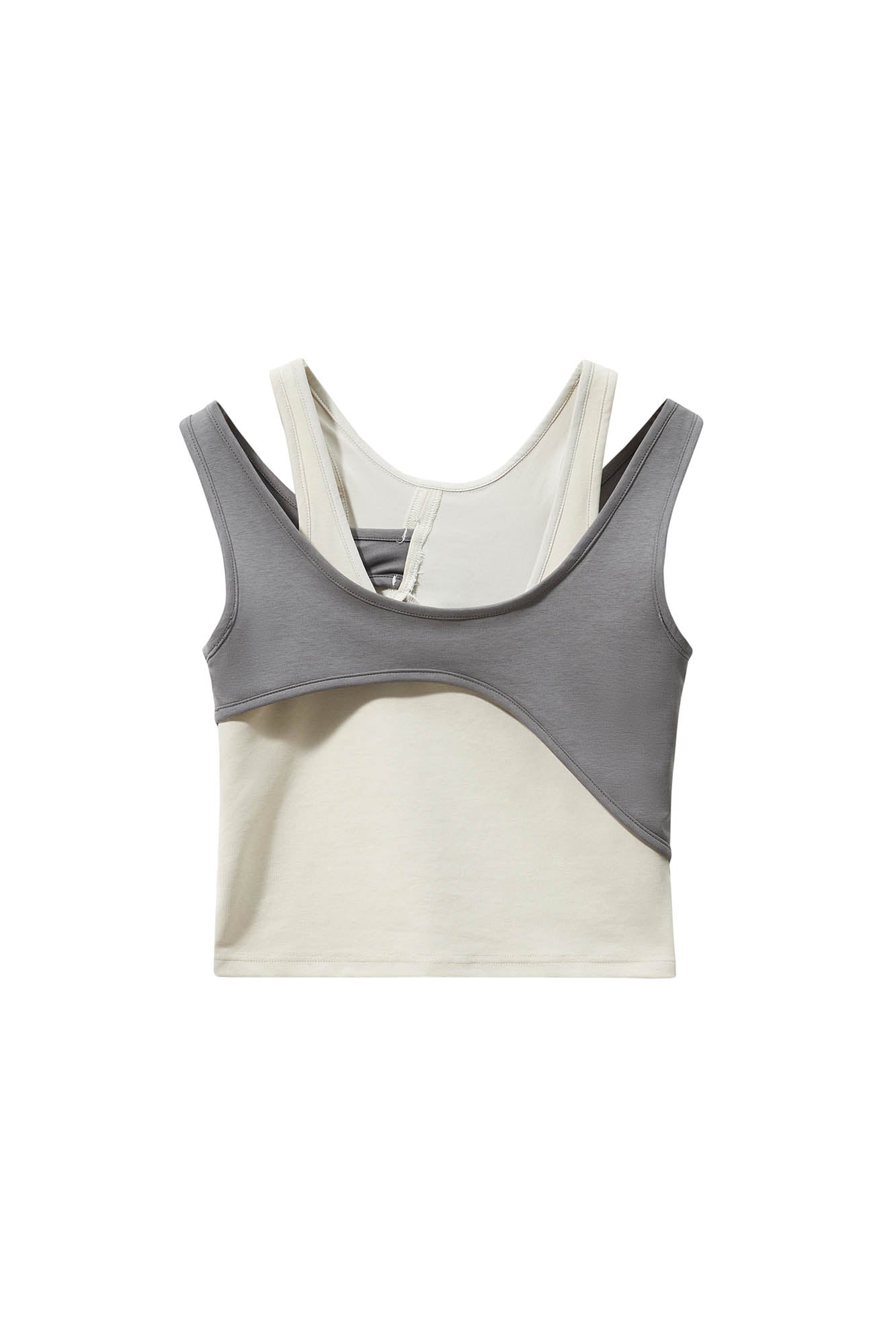 ERROR CODE ROBOT Asymmetrical Contrast Layered Tank Top
