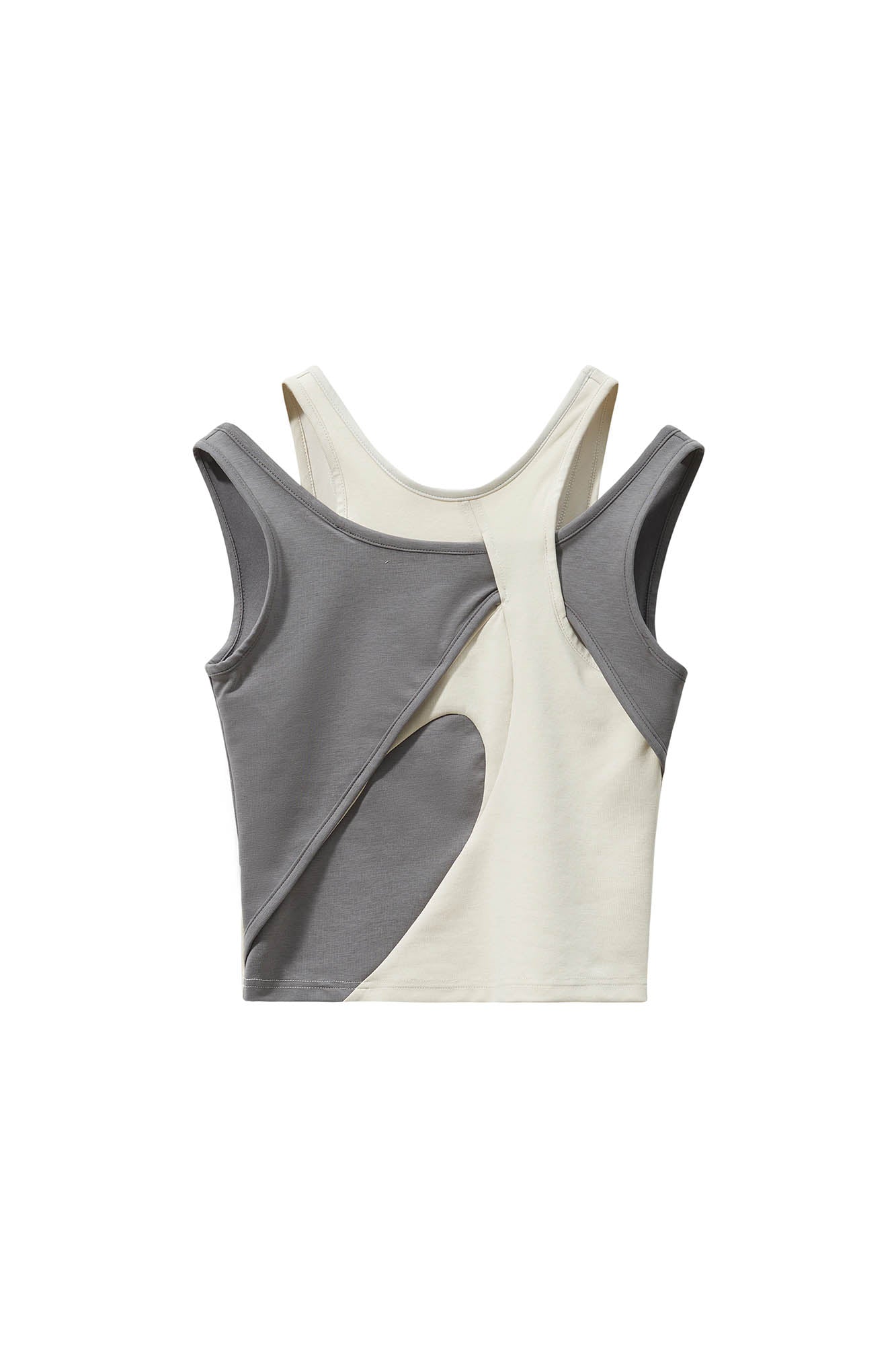 ERROR CODE ROBOT Asymmetrical Contrast Layered Tank Top