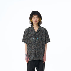 EPIC POETRY Leopard Face Half Shirt Grey