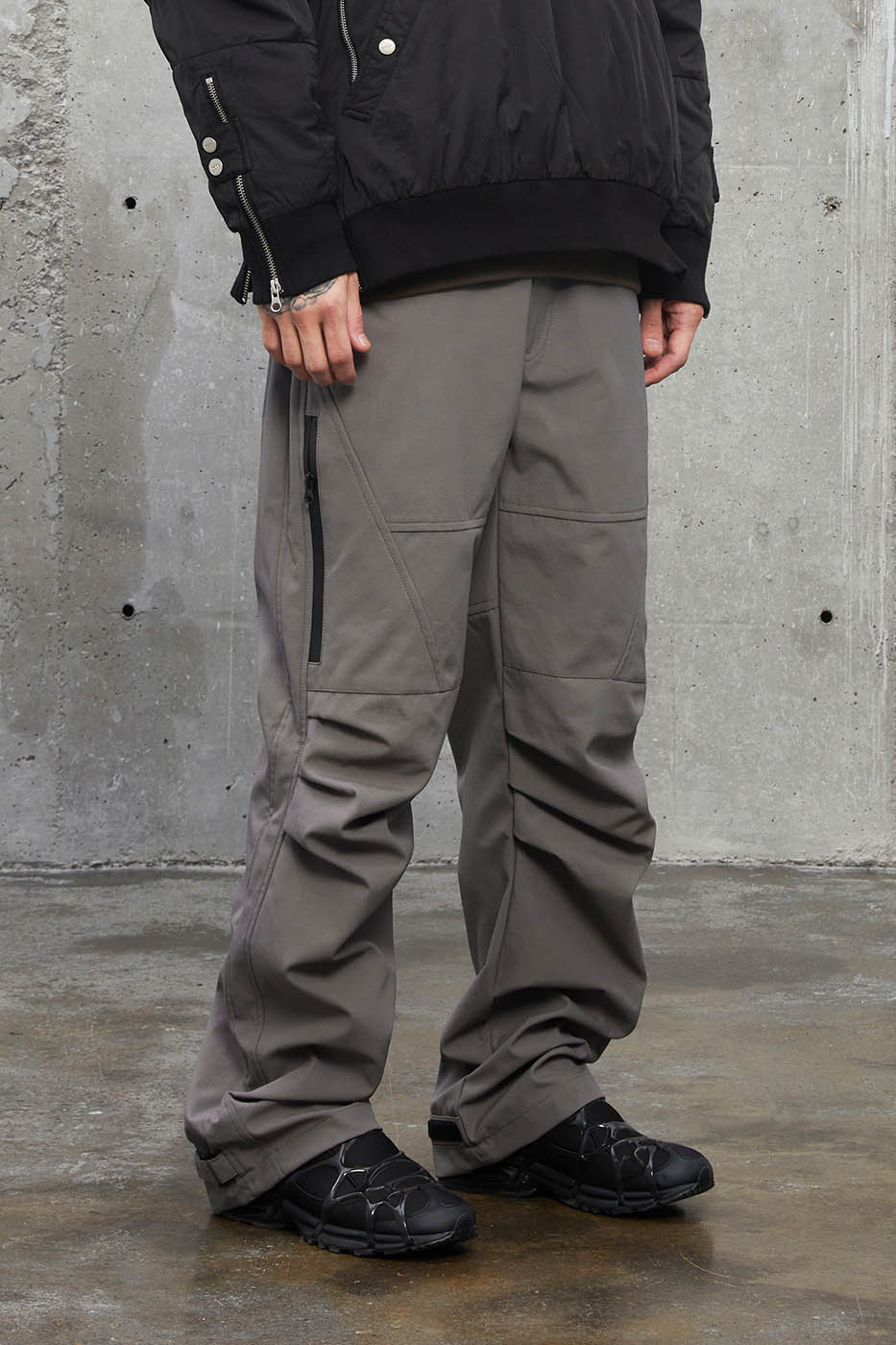 F2CE Deconstructed Crinkled Zipper Pants