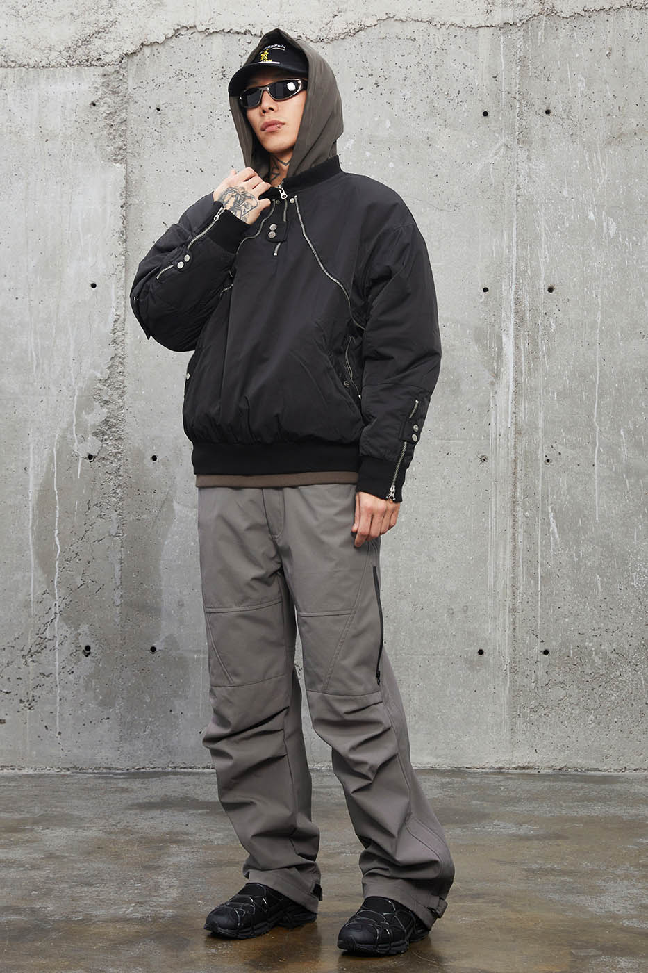 F2CE Deconstructed Crinkled Zipper Pants