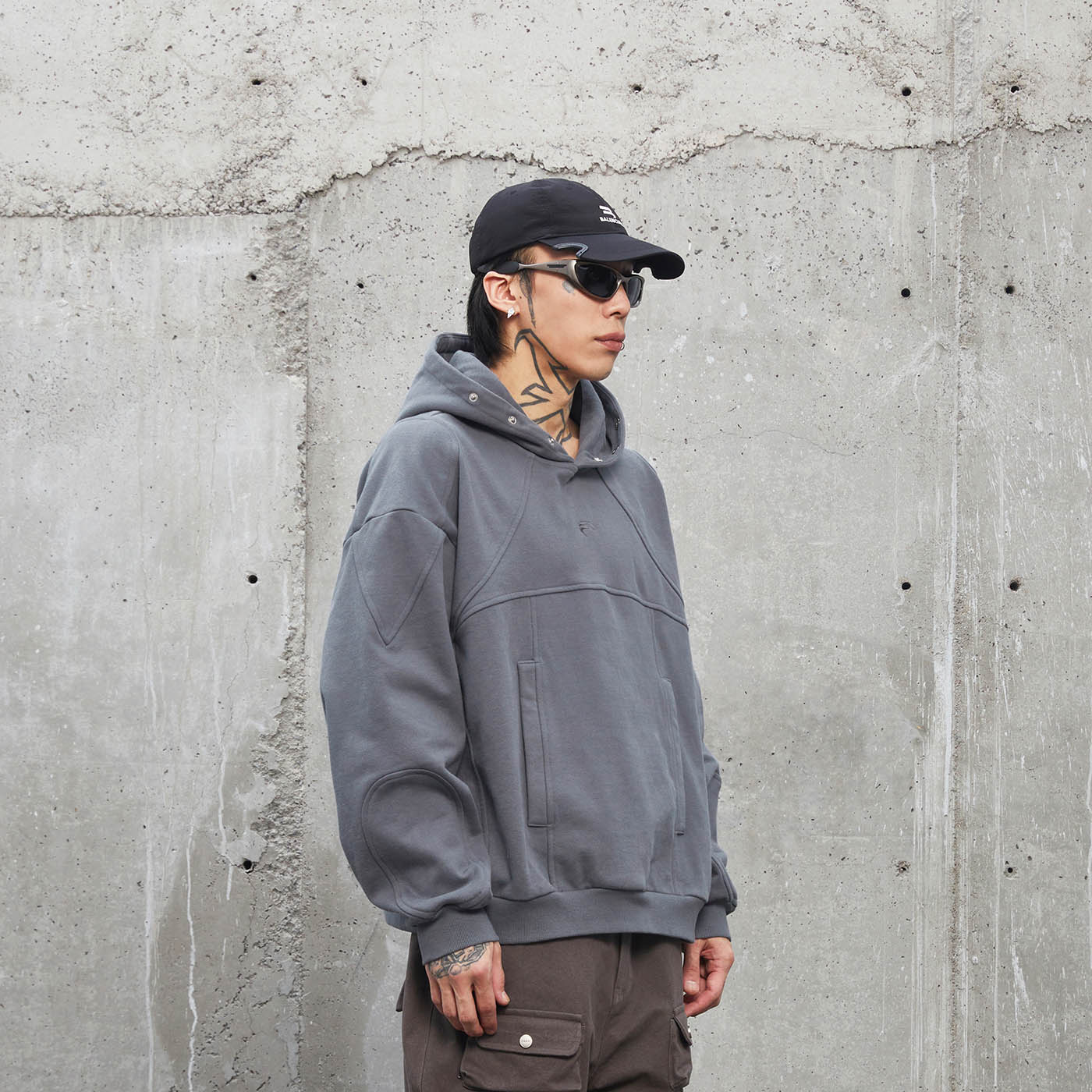 F2CE Deconstructed Spliced Buttoned Hoodie