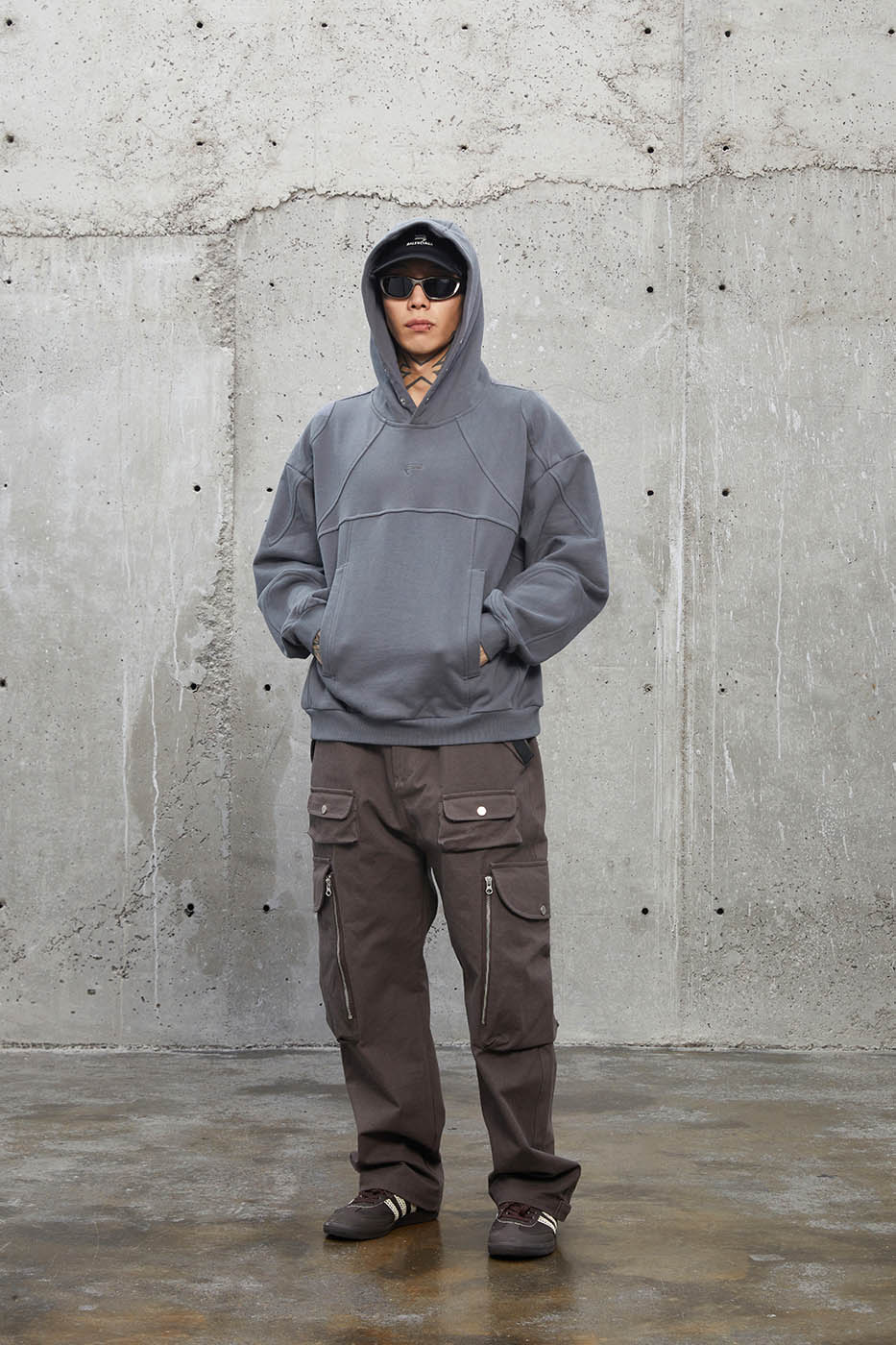 F2CE Deconstructed Spliced Buttoned Hoodie
