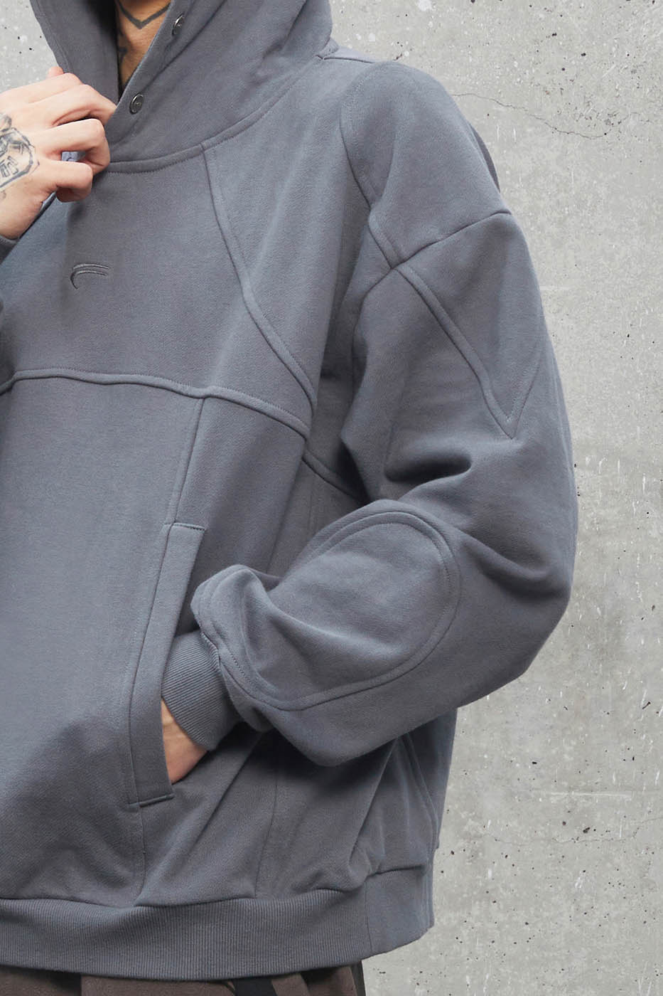 F2CE Deconstructed Spliced Buttoned Hoodie