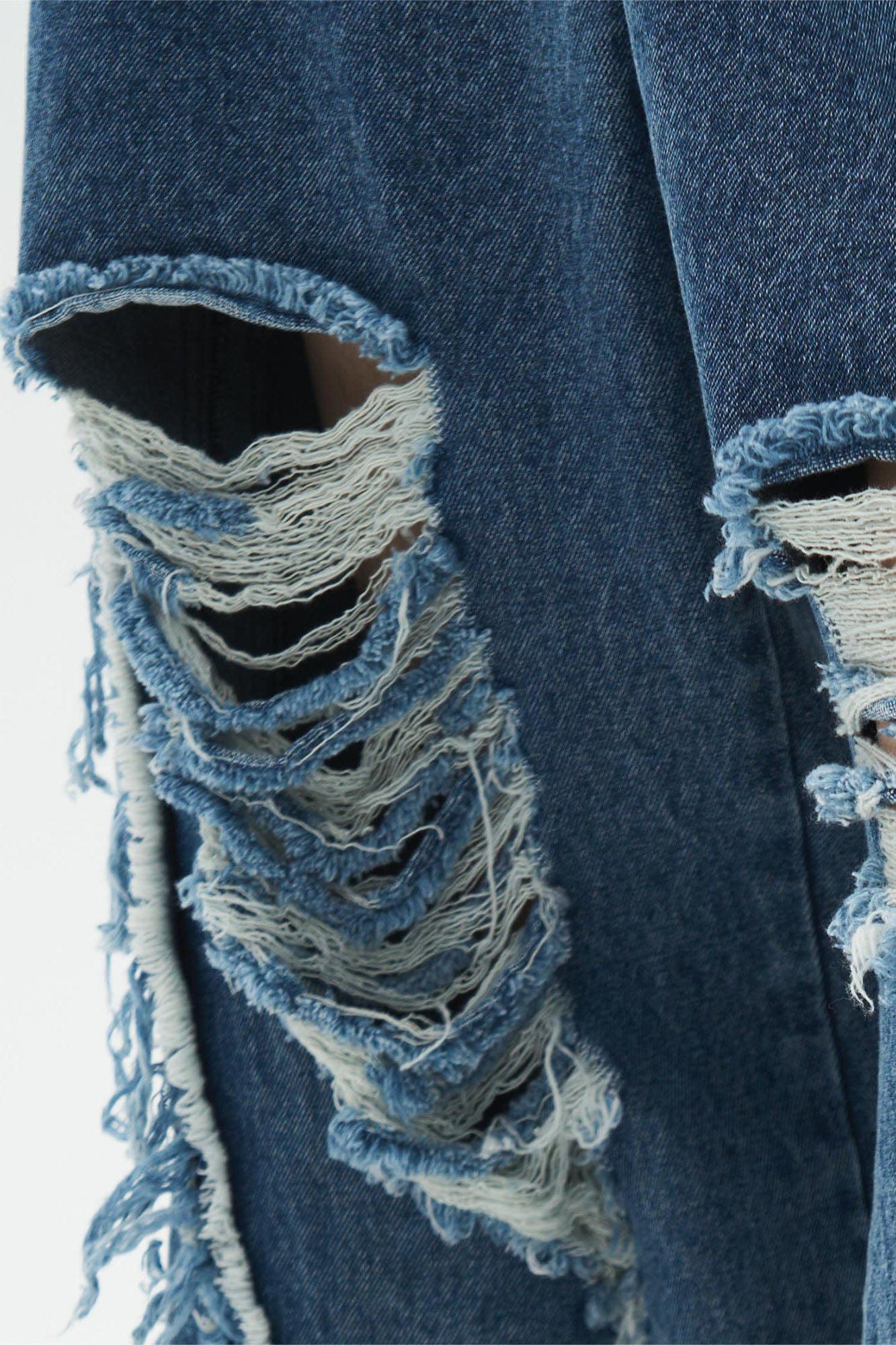 RELABEL Split Heavy-Distressed Washed Denim Pants