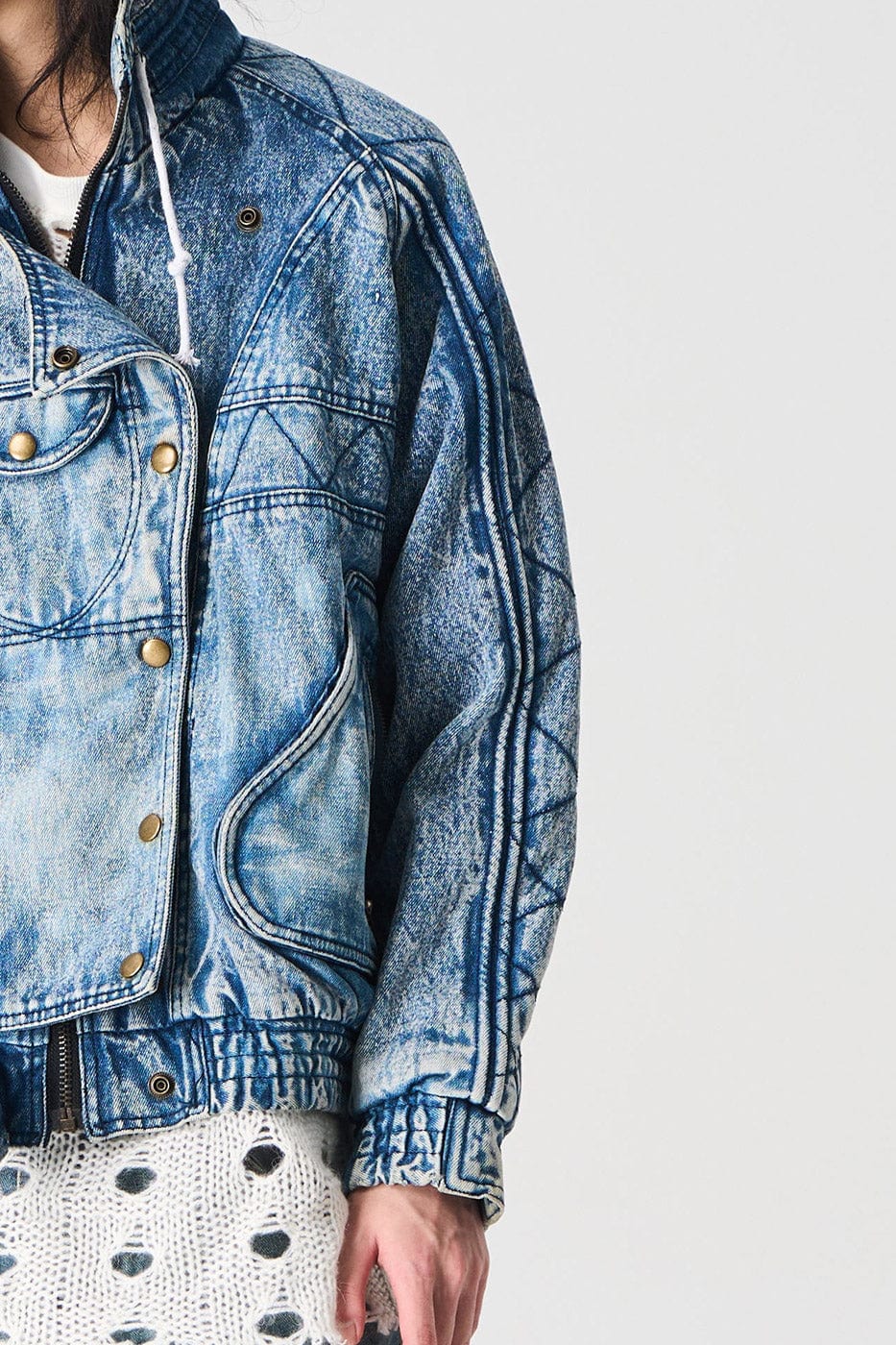 EPIC POETRY Deconstructed Washed Denim Biker Jacket