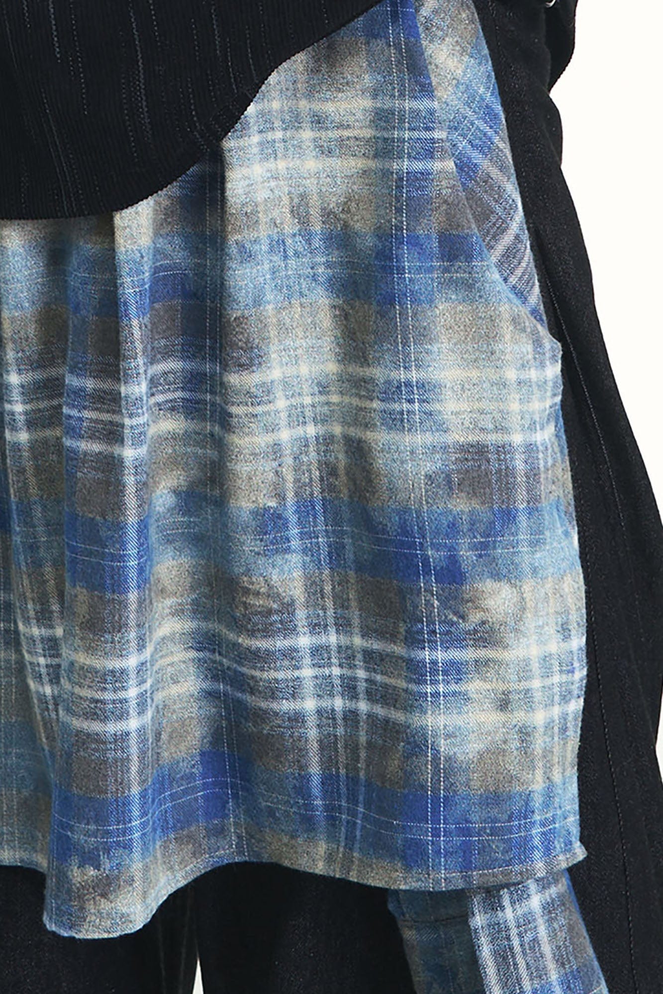 RELABEL Detachable Plaid Flap Panel Wide-Leg Pants