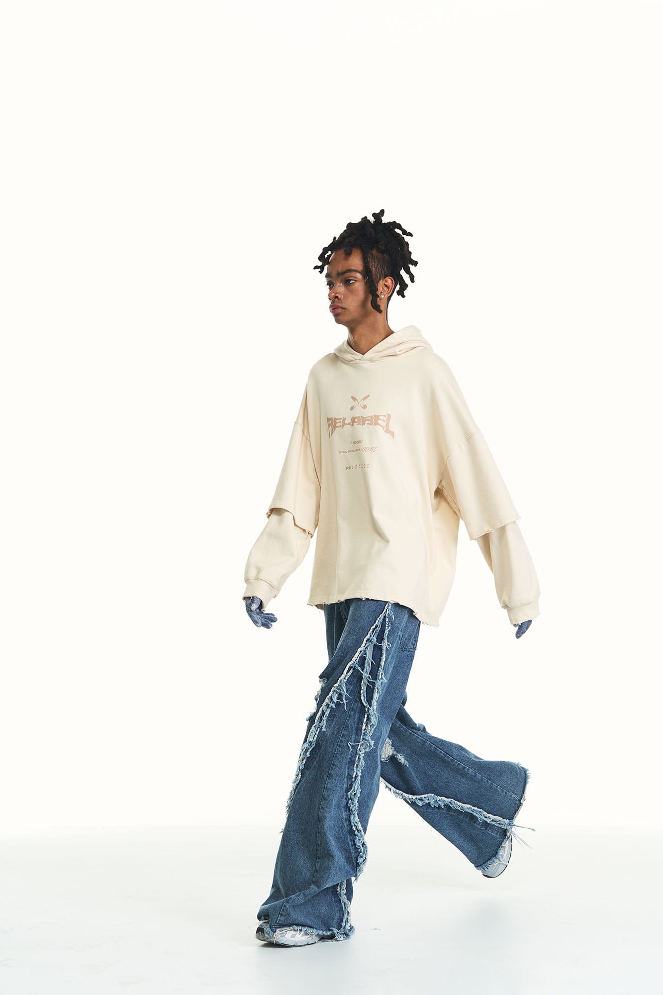 RELABEL Split Heavy-Distressed Washed Denim Pants
