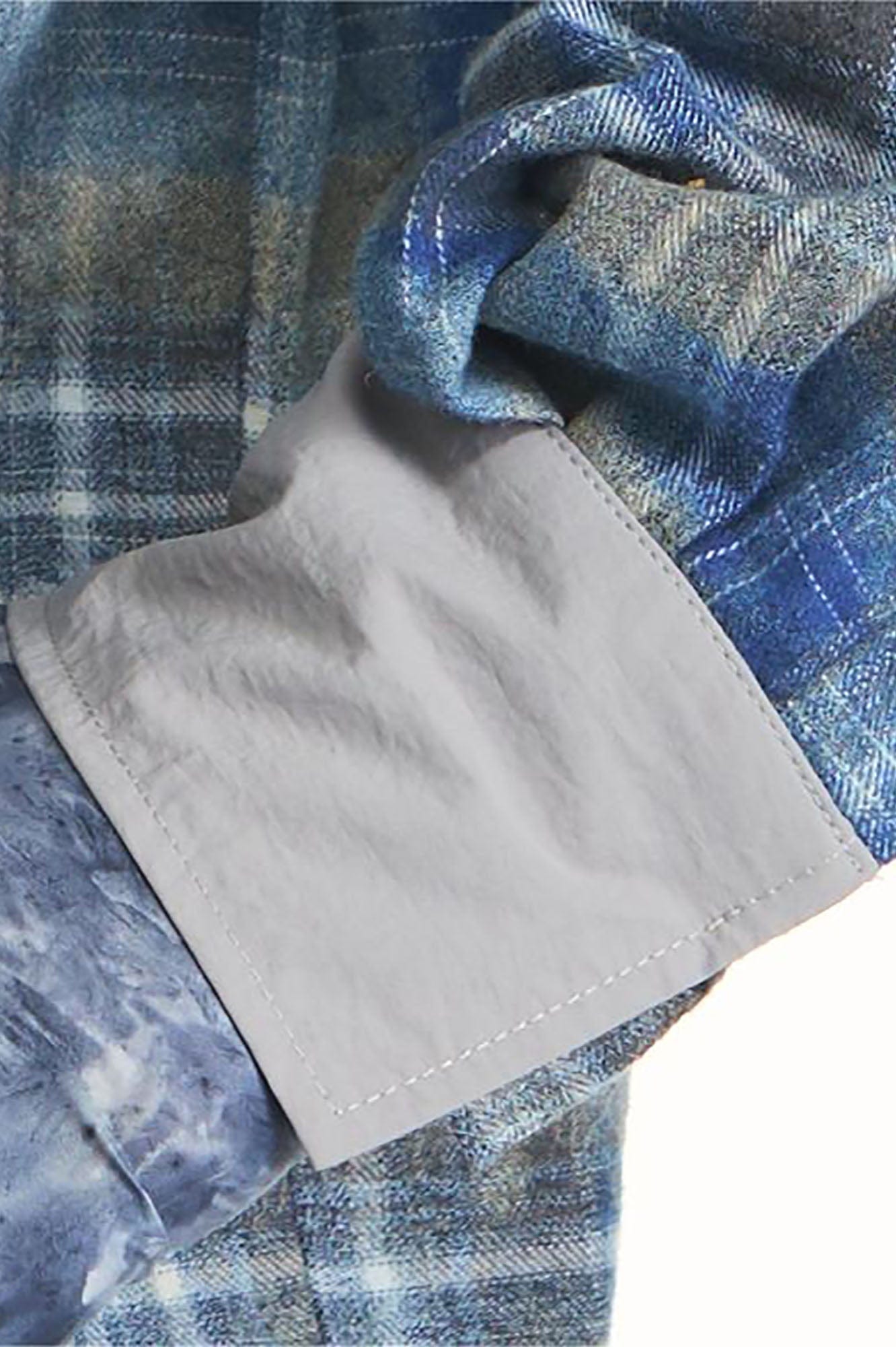 RELABEL Washed Plaid Tie-Dye Contrast-Collar Shirt