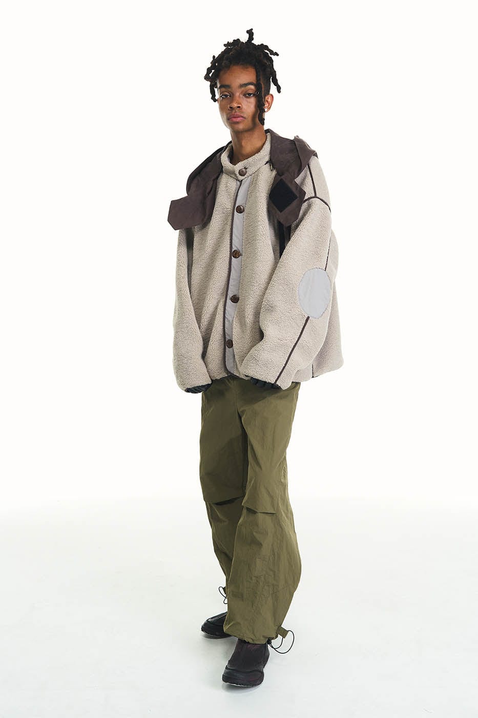 RELABEL Pleated Spliced Parachute Pants