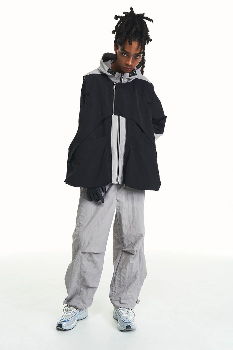 RELABEL Pleated Spliced Parachute Pants