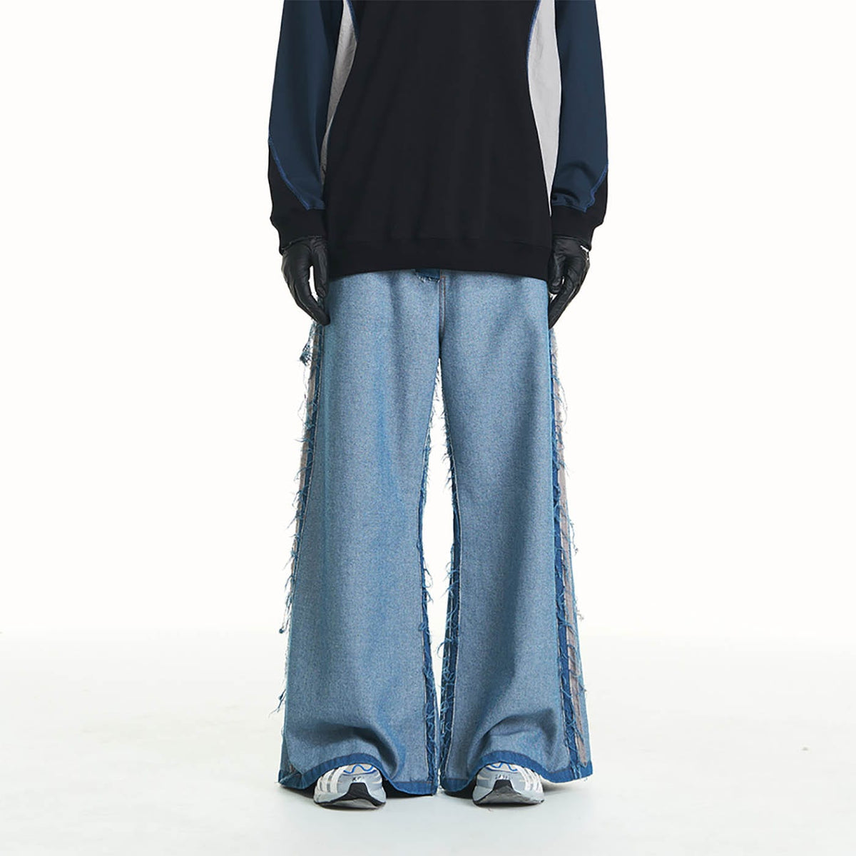 RELABEL Inside-Out Spliced Frayed Baggy Jeans
