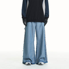 RELABEL Inside-Out Spliced Frayed Baggy Jeans