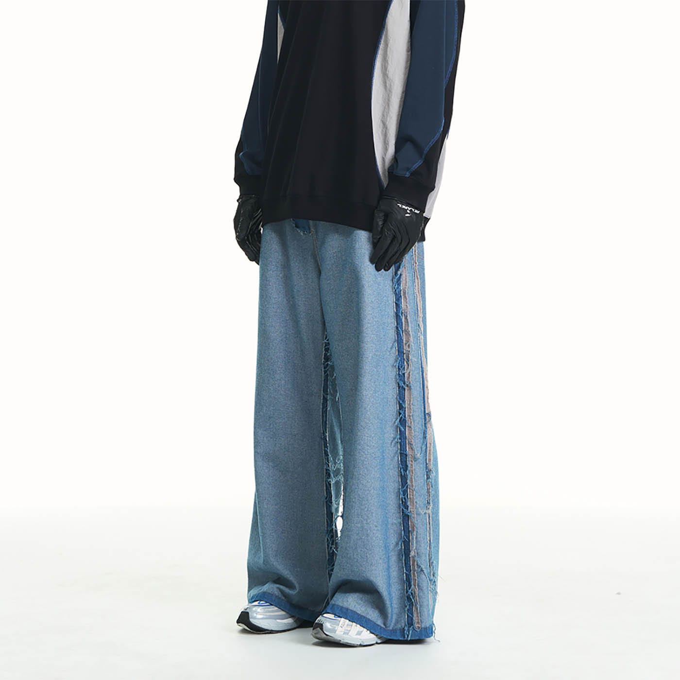 RELABEL Inside-Out Spliced Frayed Baggy Jeans