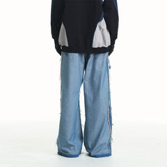 RELABEL Inside-Out Spliced Frayed Baggy Jeans