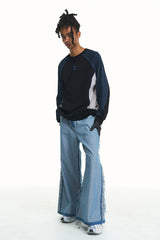 RELABEL Inside-Out Spliced Frayed Baggy Jeans