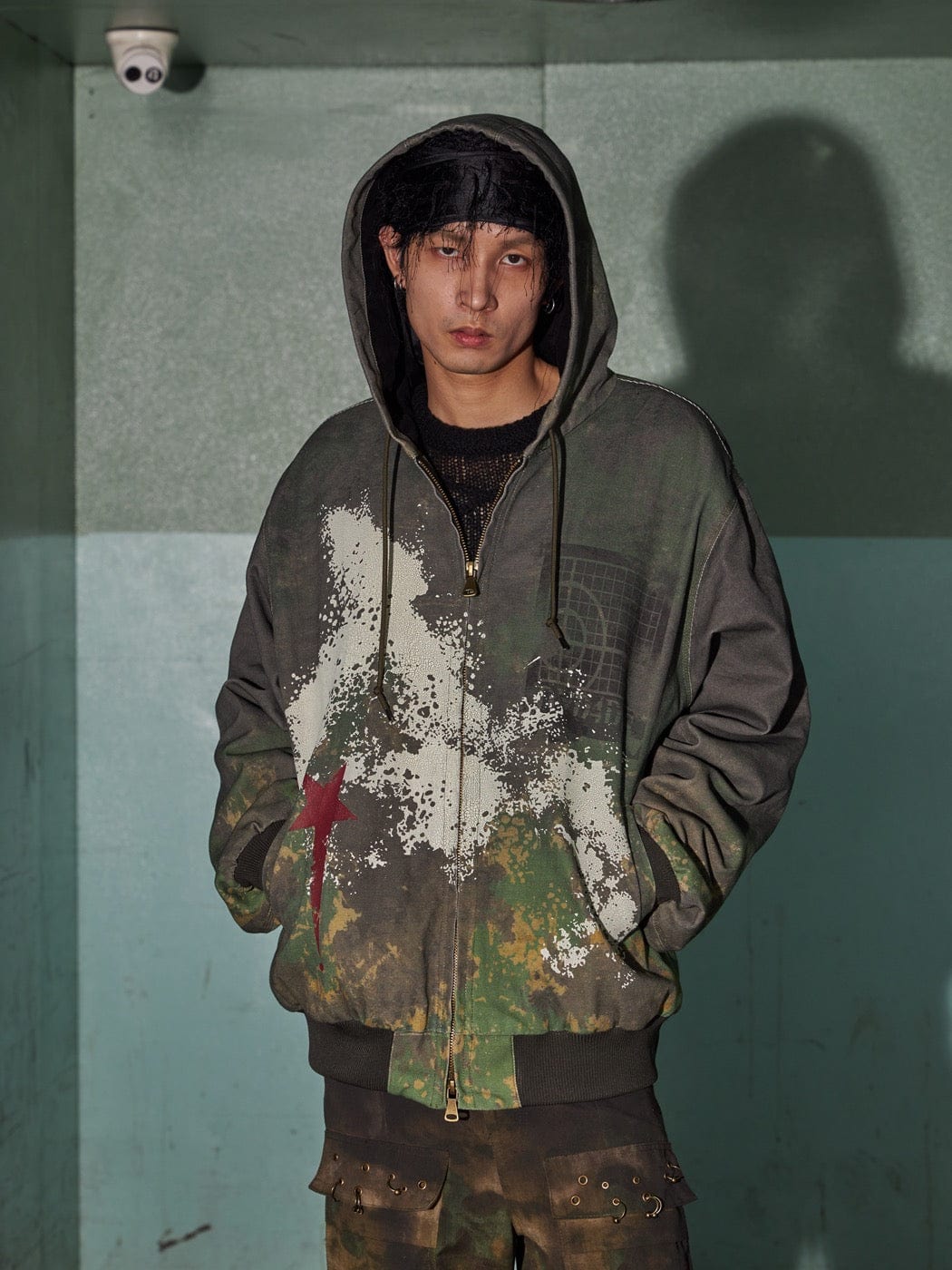 DND4DES Camouflage Graffiti Zip-Up Jacket