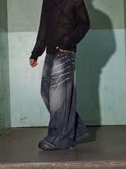 DND4DES Lighting Crease Washed Wide-Leg Jeans