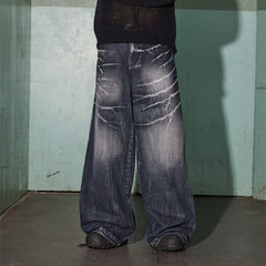 DND4DES Lighting Crease Washed Wide-Leg Jeans