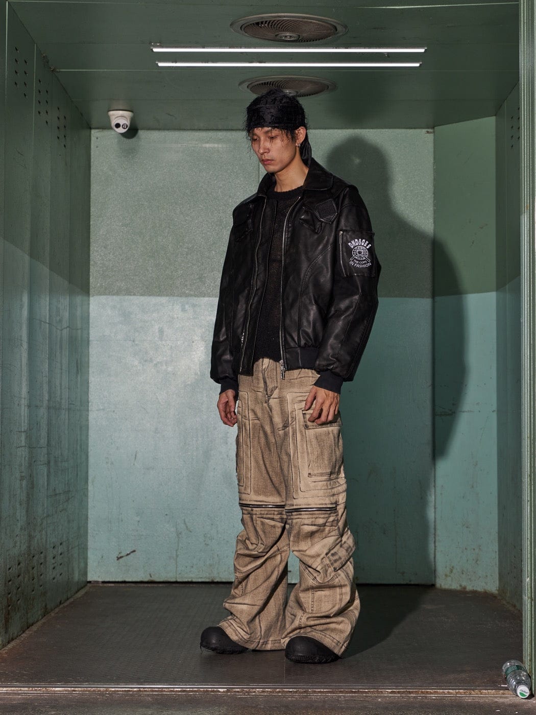 DND4DES Distressed Drawstring Crinkled Zipper Cargo