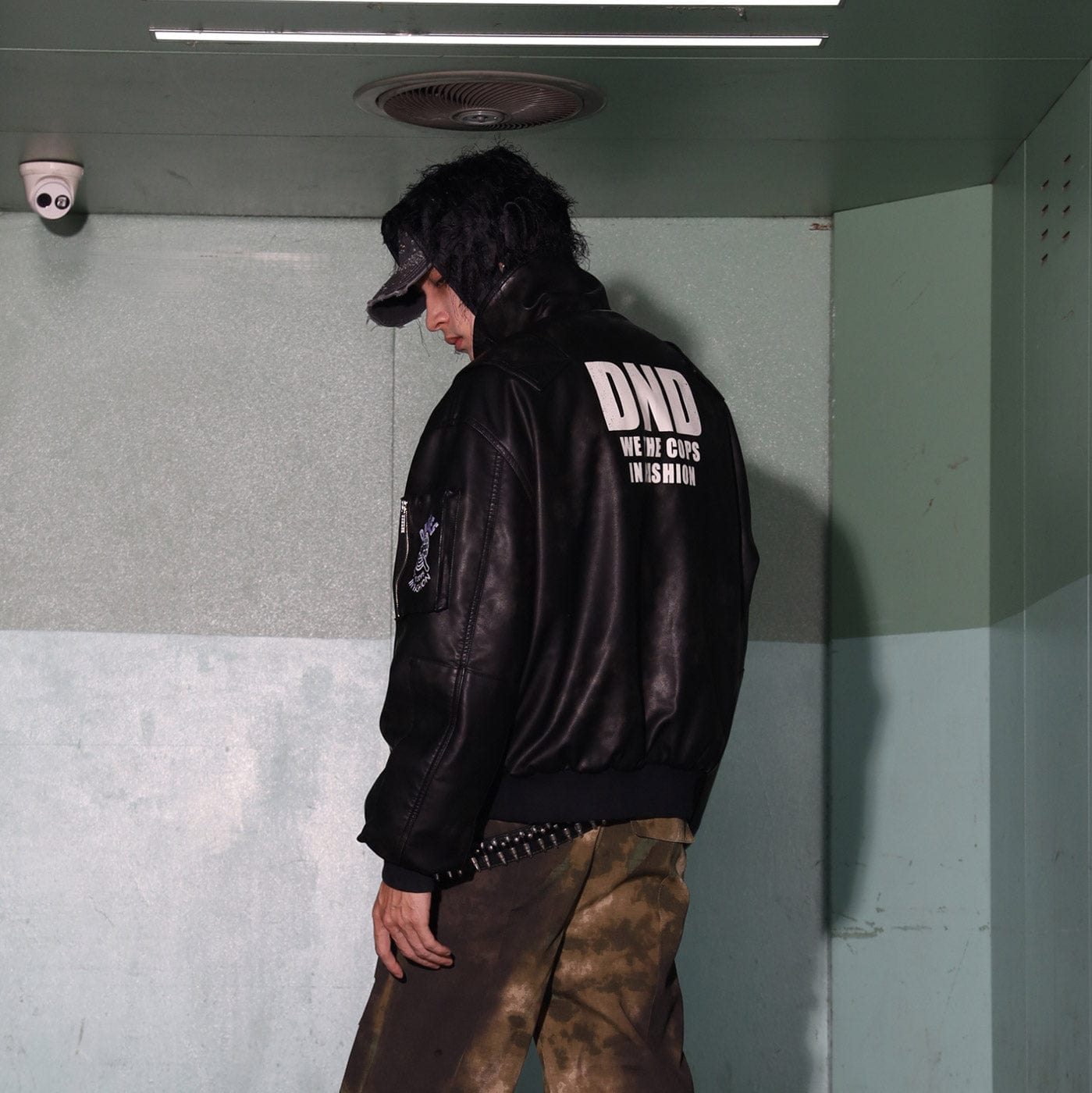 DND4DES Battle Field Faux Leather Bomber Jacket