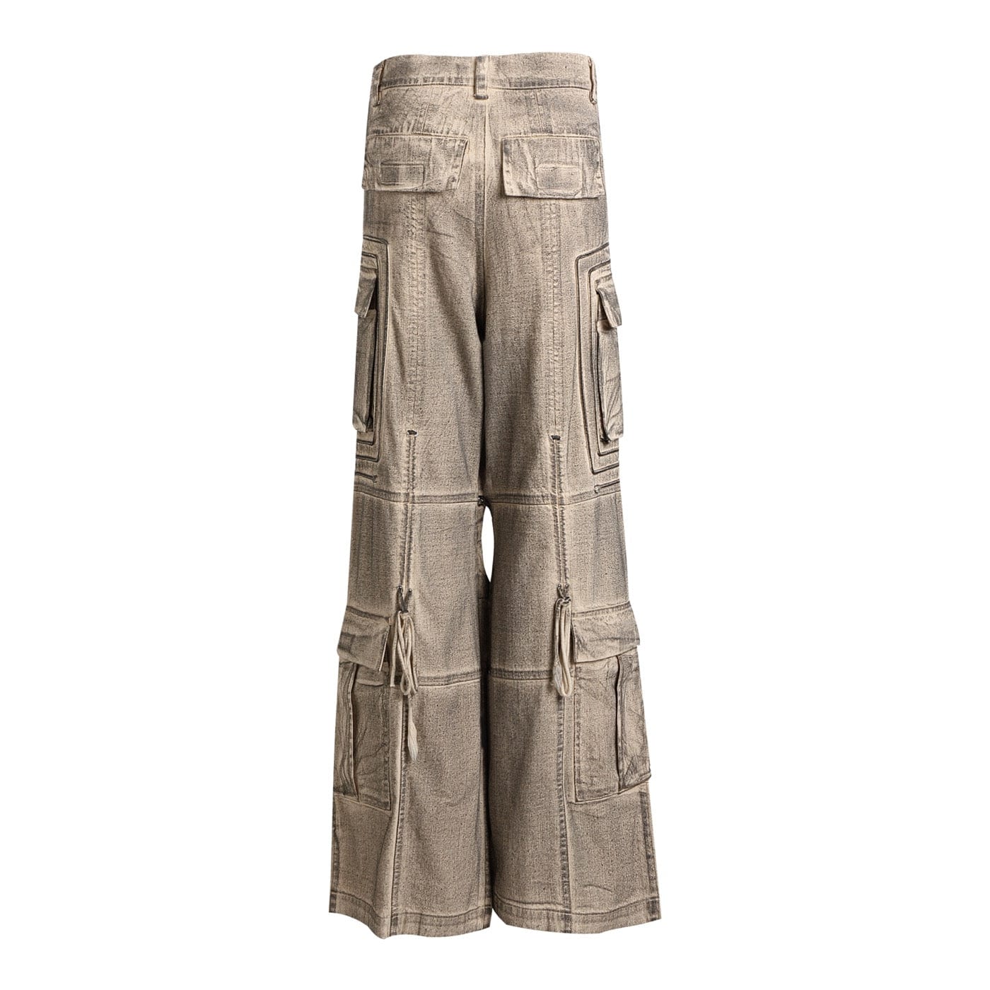 DND4DES Distressed Drawstring Crinkled Zipper Cargo