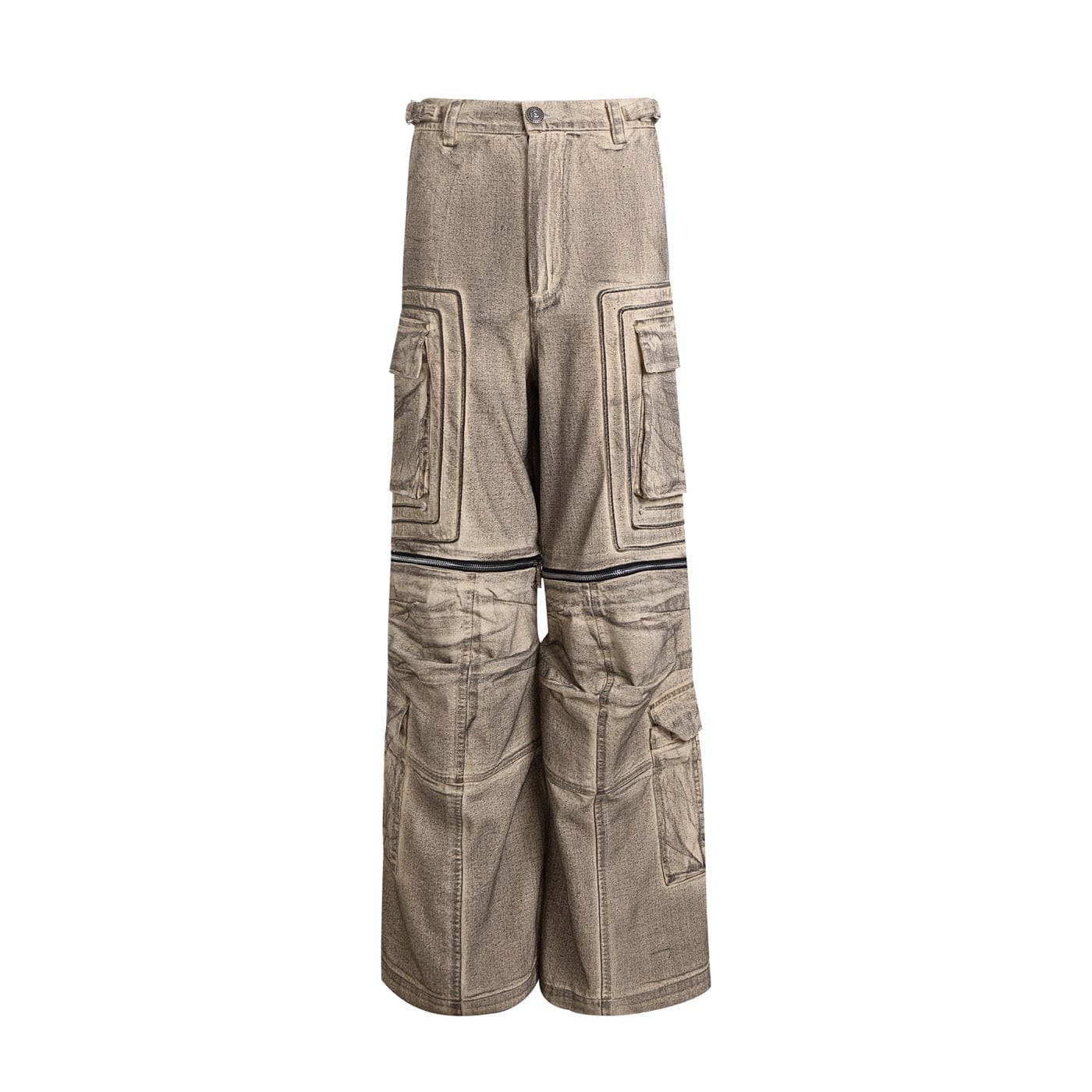 DND4DES Distressed Drawstring Crinkled Zipper Cargo