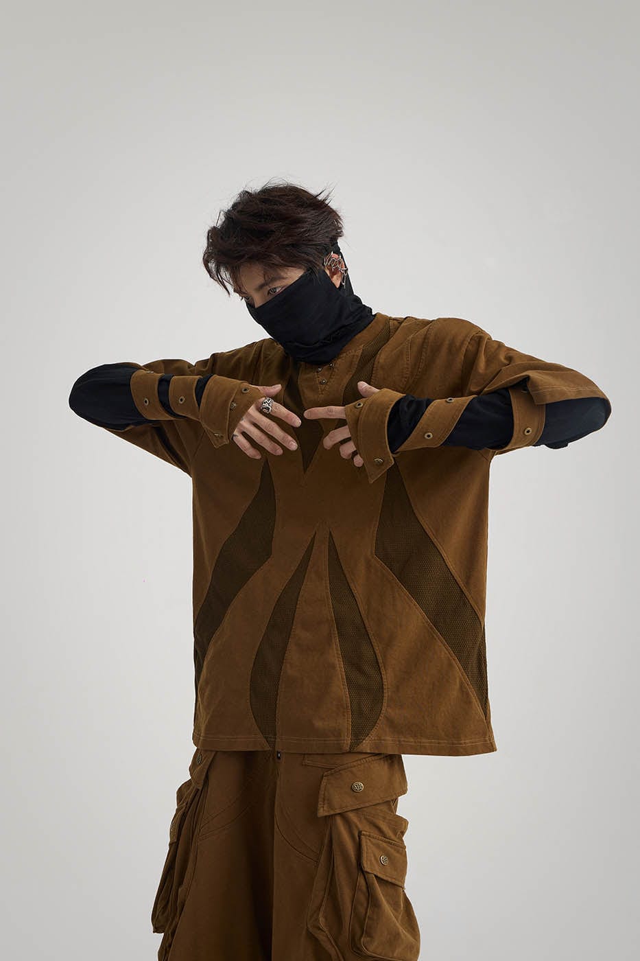 FLYERRER Deconstructed Spliced Strap Rivet T-Shirt