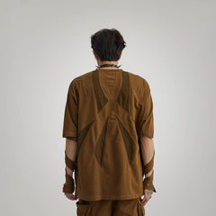 FLYERRER Deconstructed Spliced Strap Rivet T-Shirt